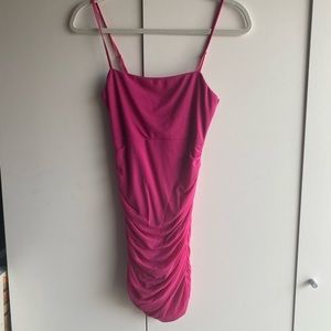Showpo Hot Pink Ruched Bodycon Mini Dress